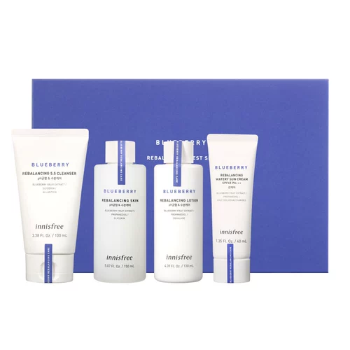 Innisfree Yue Shi Feng Yin Blue Berry Berry Balanced Moisturizing Set Four -Piece Set Water Увлажняющий солнцезащитный крем мягкий и чистый