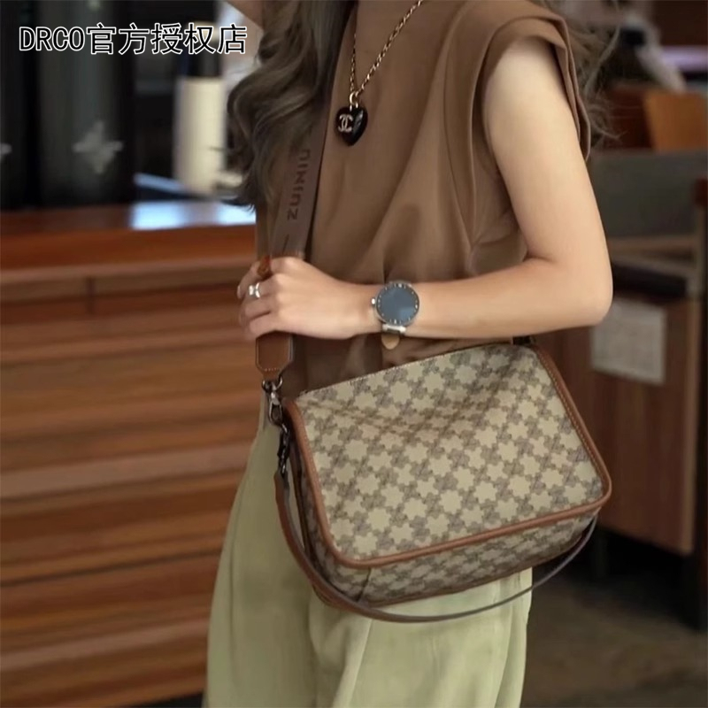French Drco New 2026 Light Luxury High-Quality Texture Bag for Women, Popular Fashion Genuine Leather Shoulder Crossbody Pea Bag