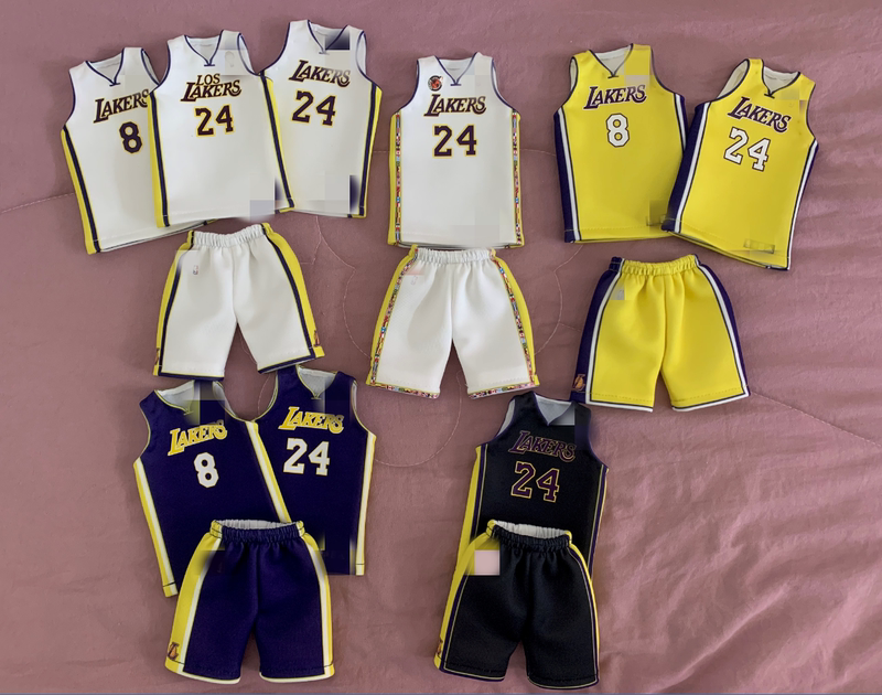 LAOSHU Compatible with 1/6 Enterbay Eb Jersey Kobe Lakers Yellow, White, Purple Latin Series Jersey, Not a Real Person Figure