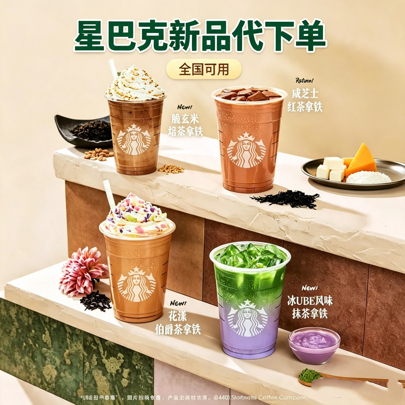 Starbucks Coffee Quick Order Crispy Earl Grey Salted Cheese Ice Ube Brown Rice Roasted Matcha Latte New Product E-Voucher