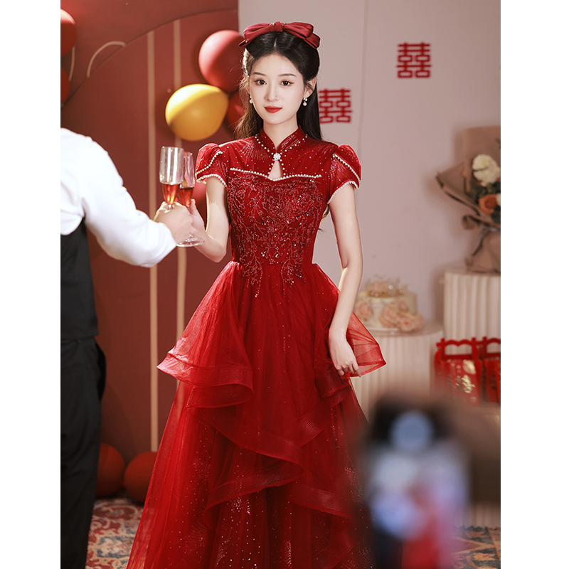 Qipao Toast Dress 2026 New Style Bride Wedding Red Main Dress Light Luxury High-End Chinese Engagement Dress for Women