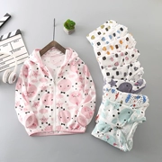 Trẻ em của quần áo chống nắng cotton thoáng khí mùa hè mỏng bé bé áo khoác nam quần áo da cô gái cardigan áo sơ mi