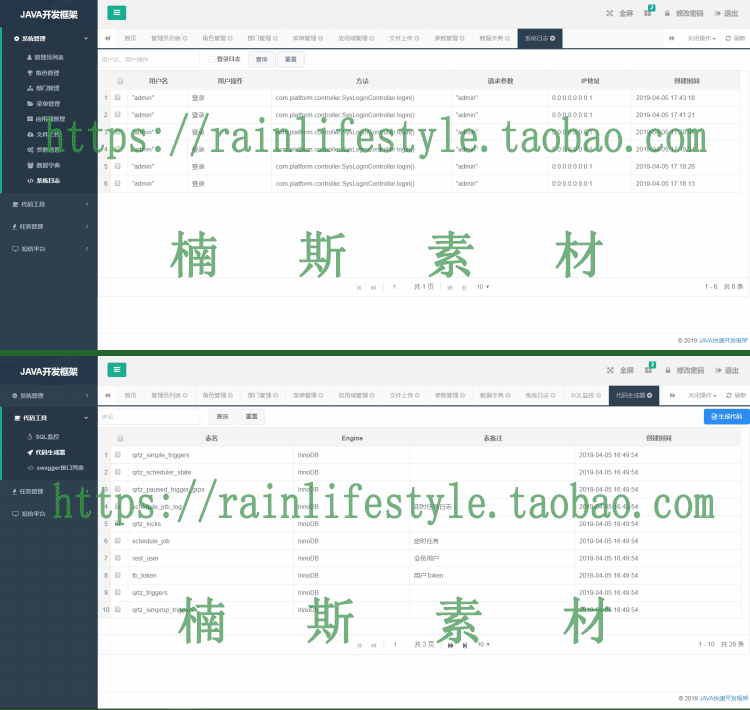 Dựa trên chương trình cấp phép quản lý nền SSM + vue java trình tạo mã nguồn khung phát triển nhanh - Kính kính râm nam