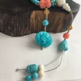 慕粉 Натуральная бирюзовая природная руда, браслет из натурального камня, оригинальный аксессуар, ожерелье, провинция Хубэй, 108 бусин