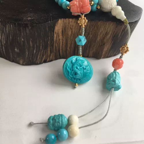 慕粉 Натуральная бирюзовая природная руда, браслет из натурального камня, оригинальный аксессуар, ожерелье, провинция Хубэй, 108 бусин