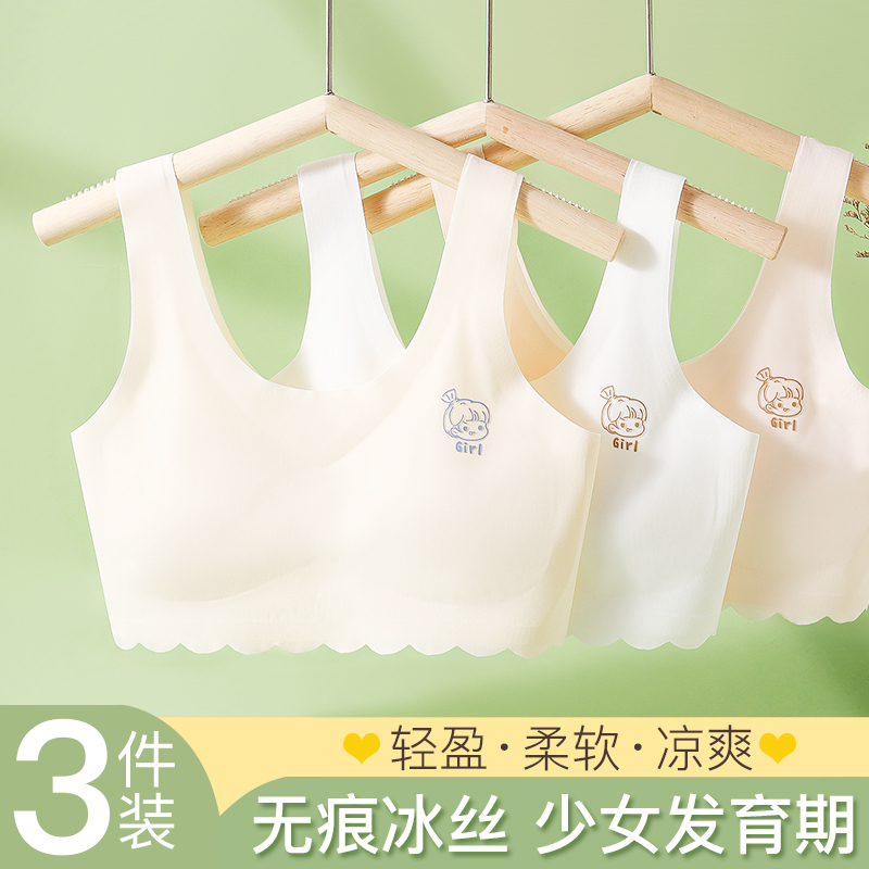 Seamless Girls' Underwear for Development Period, Ages 10 to 14, Girls' Bras for Middle School Students, Elementary School Students, Older Girls, Small Vests