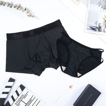 New couple underwear ice silk cute personality double underwear men and women sexy temptation fun hot lace suit