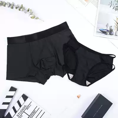 New couple underwear Ice Silk cute personality double underwear men and women sexy temptation hot lace set