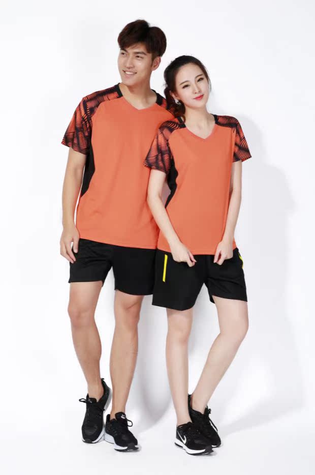 Bộ quần áo bóng chuyền nhanh khô nam đứng đầu mùa hè tay ngắn nữ cầu lông thể thao đào tạo đội thi in đồng phục đội quần áo bóng chuyền hơi	