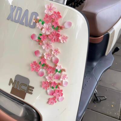 Three-dimensional peach blossom decorative stickers, electric vehicle petal stickers, car central control screen decoration, scratch-free stickers, self-adhesive scratch-blocking accessories