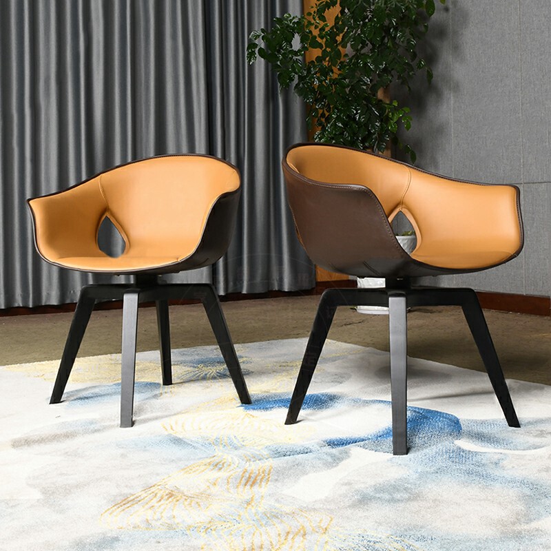 Nordic designer Creative Glass Steel Gunger Chair Two-hole Chair Single Leisure Armchair Living Rotation Chair