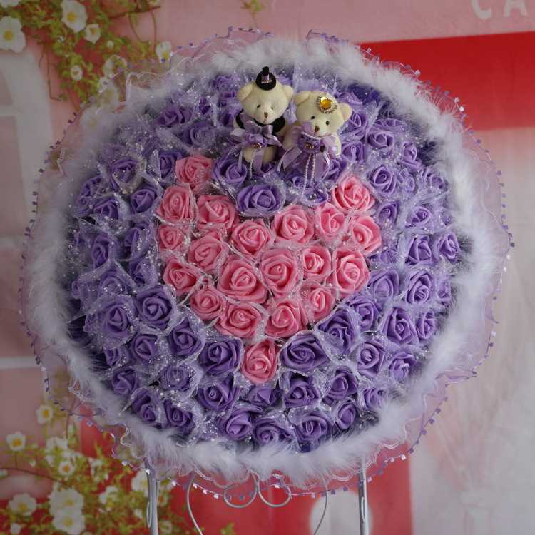 Sô cô la phim hoạt hình búp bê bó hoa sinh nhật Ngày Valentine món quà sáng tạo tuyển dụng Taobao đại lý một thế hệ của Z007 hộp hoa sáp