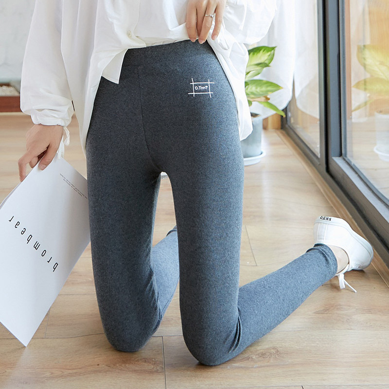 Tight pants female spring 2019 new letter embroidery wearing thin nine pants to weigh high waist coat trousers