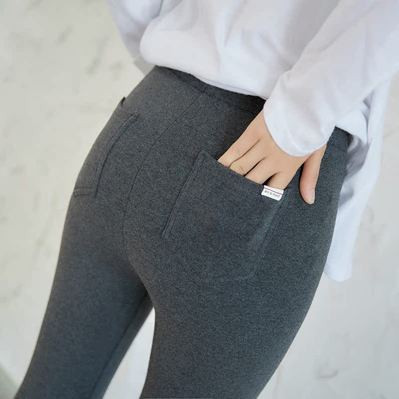 Pure cotton underwear women's outer wear cigarette pants 2018 autumn and winter new large size high elastic thin high waist tight pants