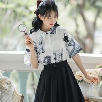 Hong Kong wind niche White Shirt shirt Women summer 2021 new short sleeve French sweet top thin