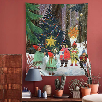 Foreign trade export childrens oil painting style Winter Christmas hanging cloth Holiday bed and breakfast bedroom living room decoration background cloth