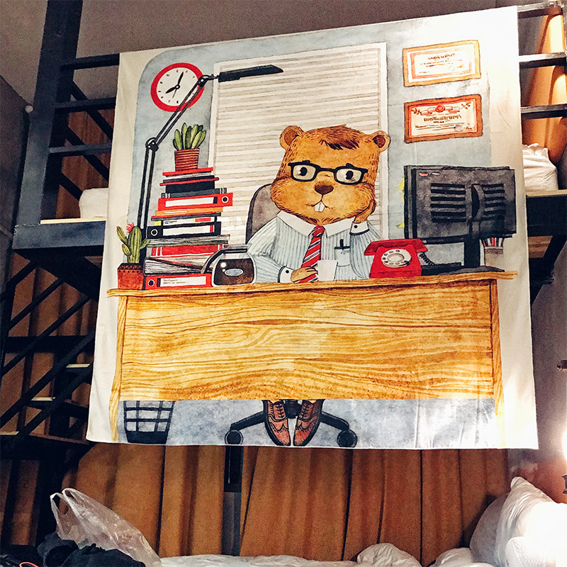 Foreign trade export Nordic INS Wind cartoon hamster hanging cloth bedroom Net red cute dormitory large background cloth