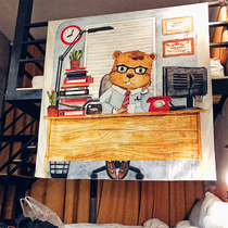 Foreign trade export Nordic INS style cartoon animation hamster hanging cloth bedroom net red cute dormitory large background cloth