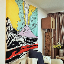 Foreign trade export Pop style art line Volcano hanging cloth American comic bed and breakfast decoration bedroom background cloth