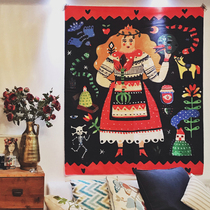 Foreign trade export retro ethnic style girl love skull personality hanging cloth art bedroom transformation bed and breakfast background