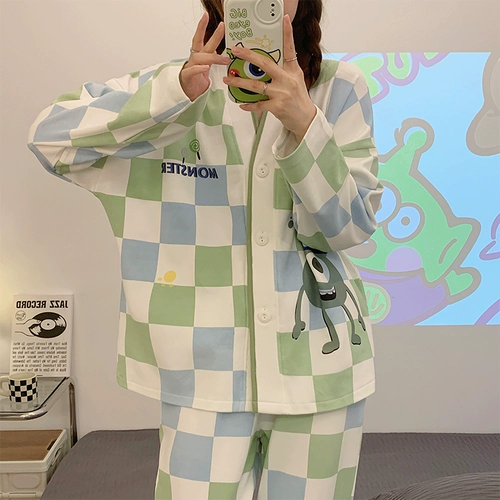 Пижама, мультяшный демисезонный лонгслив, милый комплект, популярно в интернете, стиль, размер, подходит для подростков