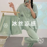 Шелковая летняя пижама, комплект, штаны, 3 предмета, короткий рукав, размер, изысканный стиль