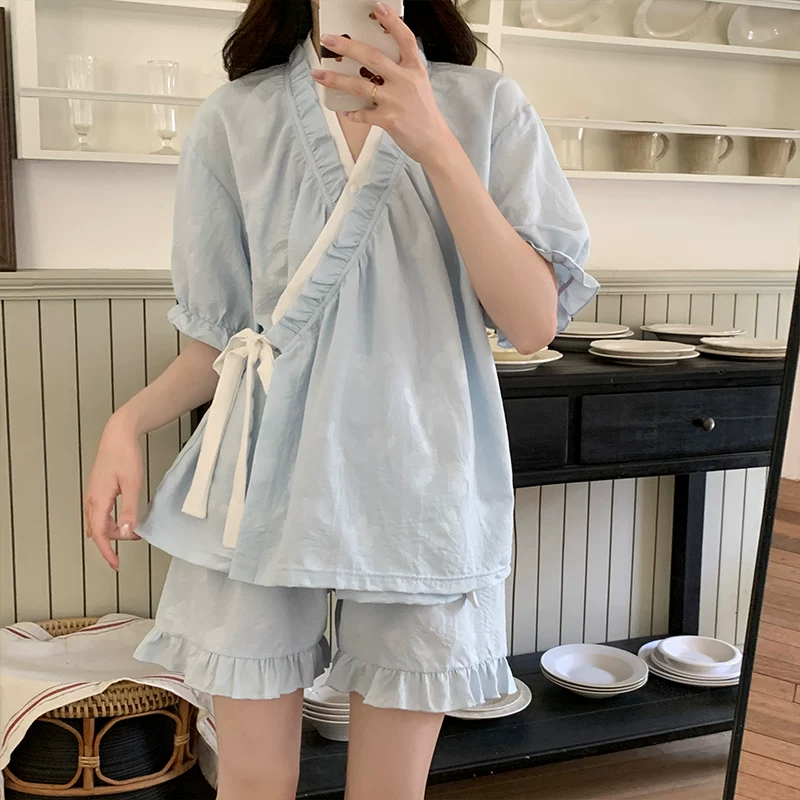 Pijama, летом тонкая майка с чашками, китайский стиль, с коротким рукавом