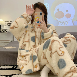 Coral Fleece Pajamas for Women, Autumn and Winter, Thickened with Extra Fleece, 2026 New Style, Flannel Internet Celebrity Style Loungewear Set