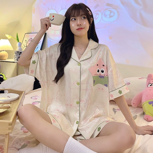 Шелковая летняя пижама, небольшой милый комплект, «Холодное сердце», короткий рукав, подходит для подростков