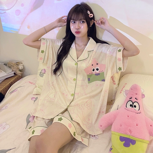 Шелковая летняя небольшая пижама, милый комплект, «Холодное сердце», короткий рукав, подходит для подростков