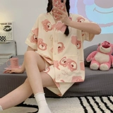 Милая летняя пижама, клубника, 2025 года, новая коллекция, короткий рукав, популярно в интернете, с медвежатами