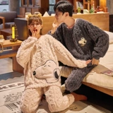 Демисезонная коралловая пижама для влюбленных, фланелевый милый бархатный зимний утепленный комплект