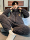 Autumn and Winter Youth Men's Pajamas Three-Layer Quilted Coral Velvet Fleece-Lined Thickeneded Middle School Student Home Clothes Set
