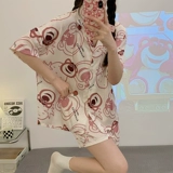 Клубника, шелковая летняя пижама, мультяшный комплект, популярно в интернете, короткий рукав, размер