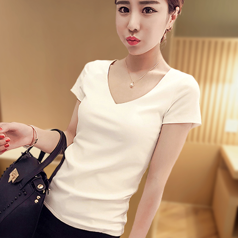 images 18:Five-point sleeve vest womens spring and autumn 2022 new slim Korean half-high collar black mid-sleeved t-shirt - Taobao