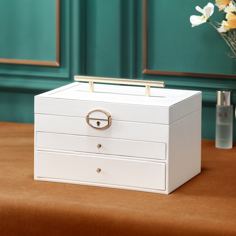 First decoration case multilayer with lock upscale ring necklace earrings Ear Needle Delicate Large Capacity Ornament Containing Box Advanced Sensation