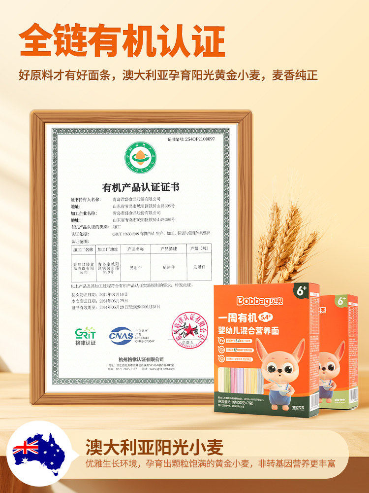 Beidou Organic Baby Noodles Nutritional Baby Butterfly Noodles No Added Salt Children's Noodles Weekly Germ Noodles Complementary Food
