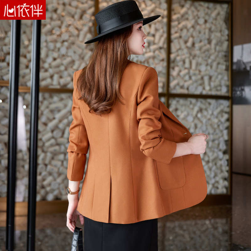 Back Slit Blazer for Women, Spring and Autumn Casual Slim Fit Korean Style 2026 New Petite Autumn Orange Blazer