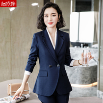 Blue Little Suit Jacket Lady Spring Autumn Lady Fashion Temperament Superior Professional Clothing High-end West Suit Suit Autumn Winter