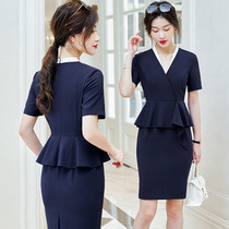 Blue Suit Dress Dress Woman 2022 Summer new high-end fashion Body Temperament Closets Lady Short Sleeve Dresses