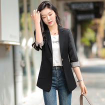 Black Suit Jacket Woman 2022 Summer New Korean version Fashion Temperament Commute 70% Sleeves Lady West Suit Blouse