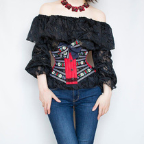 Annzley new national style webbing girdle steel bone corset small size openwork outer wear vest