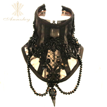 annzley new tulle neck set lace decoration dark gothic crow head decoration steel bone neck corset