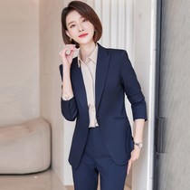 Hide Cyan Suit Jacket Woman Spring Autumn High-end Temperament Hotel Manager Professional Dress Fit in a positive clothes worksuit