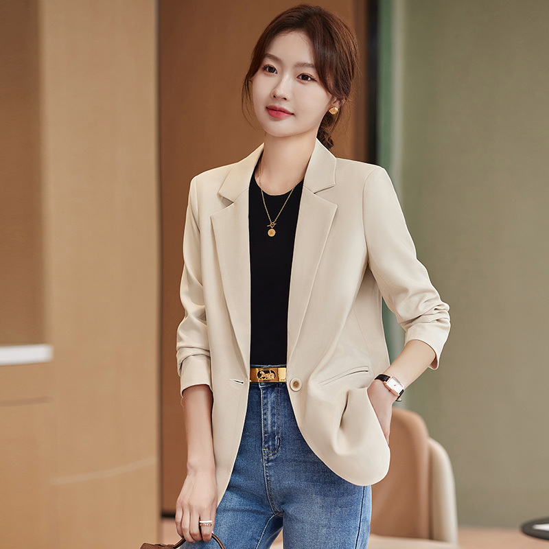 Apricot-Colored Blazer for Women 2026 New Spring and Autumn Popular Style Petite High-End Casual Slim-Fit Suit Jacket