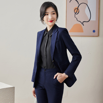 Professional Suit Suit Woman Superior Blue Positive Dress West Suit Jacket Hotel Front Reception Temperament Work Clothes Autumn