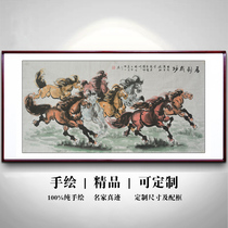 Pure Hand Painting Eight Jun Tuma to Success Banner Chinese Painting of Macalligraphy and Painting Water Ink Painting Activity Special Price