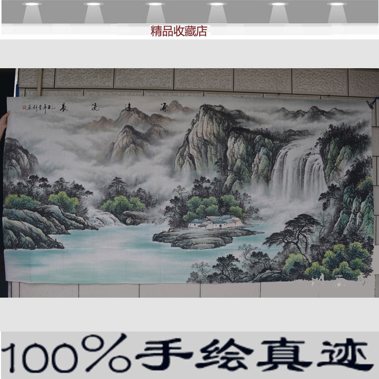 Calligraphy Painting Pure Hand Plotter Country Painting Landscape Painting Living Room Office Hung Painting Decoration Painting Large Eight Feet Long History Feng Shui Painting
