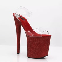 Pole dancing shoes 20CM super high heels for performance high heels full of stars and glitter