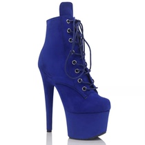 New 17cm super high heel model ankle boots Martin boots customized suede short boots stage high heel fashion boots